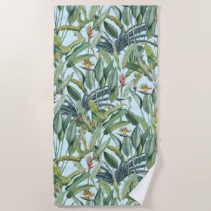 Green Tropical Jungle Banana Tree Strelitzia Beach Towel