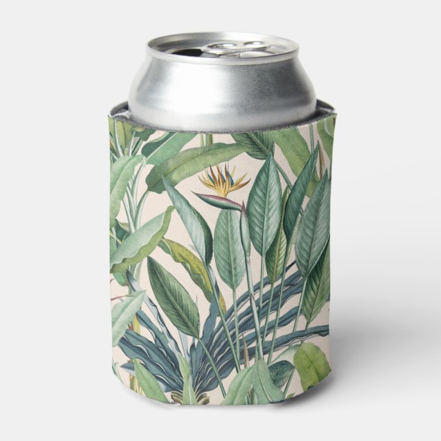 Green Tropical Jungle Banana Tree Strelitzia Can Cooler (Can Front)