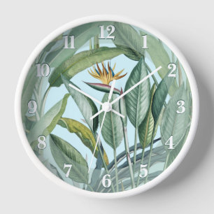 Green Tropical Jungle Banana Tree Strelitzia Clock