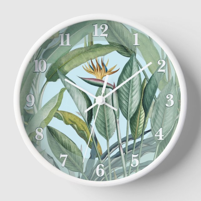 Green Tropical Jungle Banana Tree Strelitzia Clock (Front)