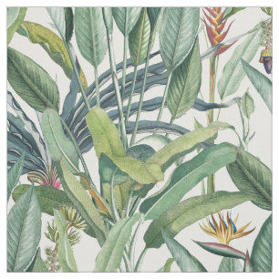 Green Tropical Jungle Banana Tree Strelitzia Fabric
