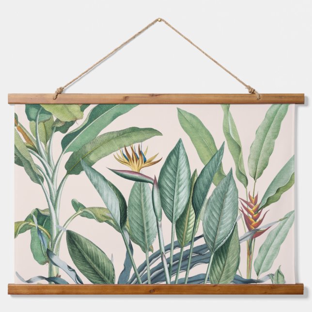 Green Tropical Jungle Banana Tree Strelitzia Hanging Tapestry (Front)