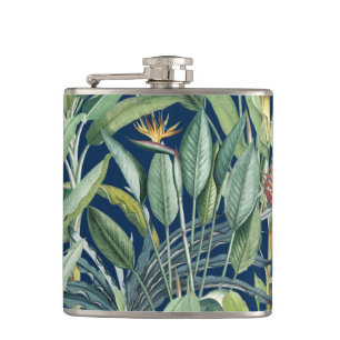Green Tropical Jungle Banana Tree Strelitzia Hip Flask