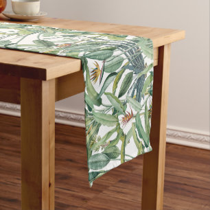 Green Tropical Jungle Banana Tree Strelitzia Short Table Runner