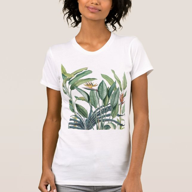 Green Tropical Jungle Banana Tree Strelitzia T-Shirt (Front)