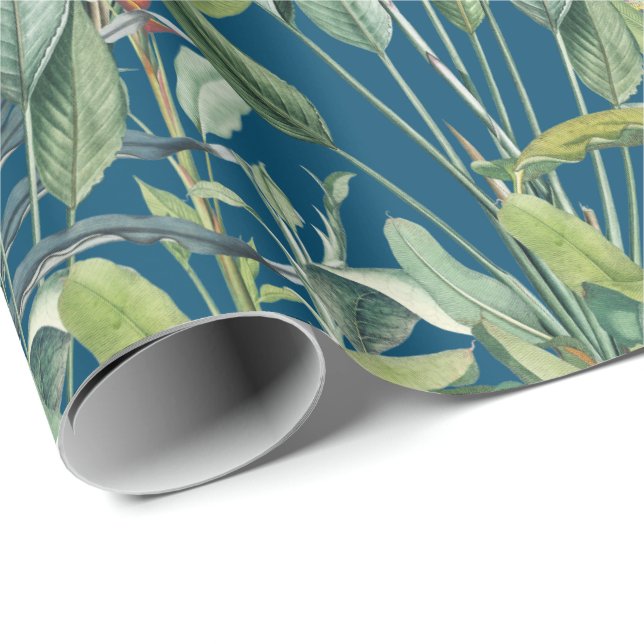 Green Tropical Jungle Banana Tree Strelitzia  Wrapping Paper (Roll Corner)