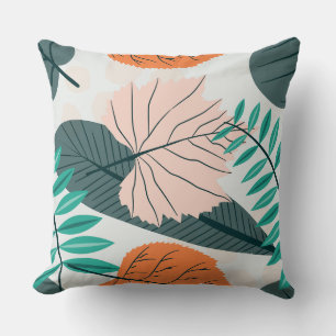 Green tropical jungle print palm tree, palm leaves cushion