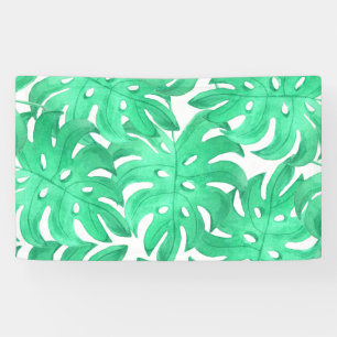 Green Tropical Leaf Art Banner