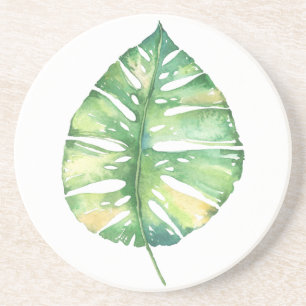 Green Tropical Leaf Coaster