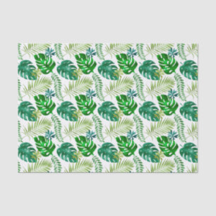 Green tropical leaf pattern party tissue paper