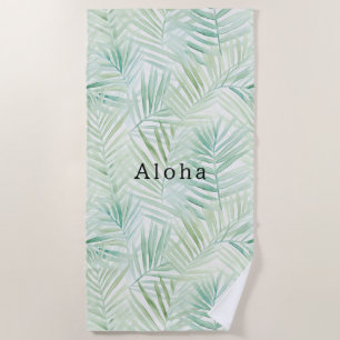 Green Tropical Leaves Aloha Beach Towel