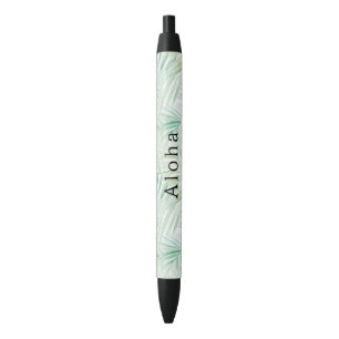 Green Tropical Leaves Aloha Black Ink Pen