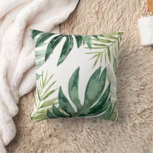Green Tropical Leaves Cushion