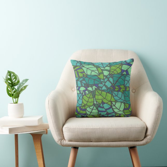 Green Tropical Leaves  Cushion (Chair)