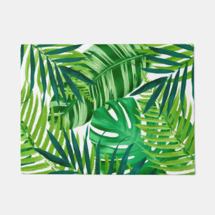 Green tropical leaves doormat