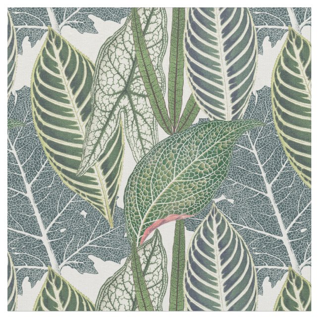 Green Tropical Leaves Fabric (Close Up)
