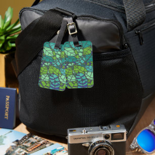 Green Tropical Leaves Luggage Tag