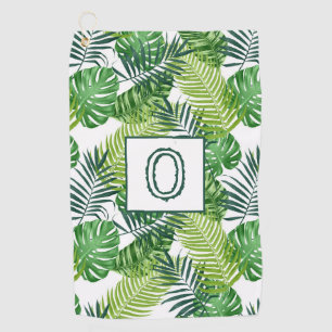 Green Tropical Leaves Monogram O Golf Towel