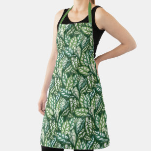 Green Tropical Leaves Pattern Apron