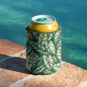 Green Tropical Leaves Pattern Can Cooler
