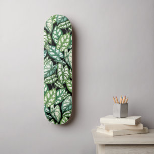 Green Tropical Leaves Pattern Skateboard