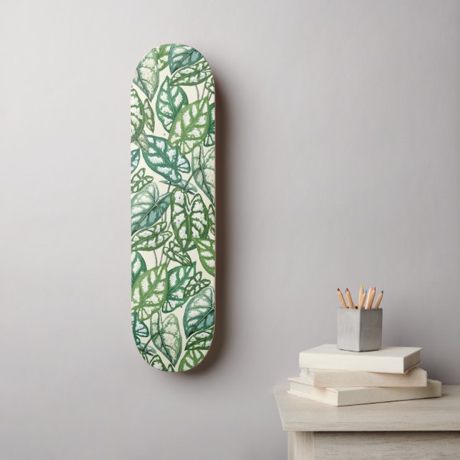 Green Tropical Leaves Pattern Skateboard (Wall Art)