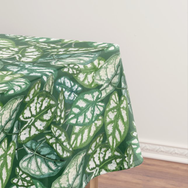 Green Tropical Leaves Pattern Tablecloth (In Situ)