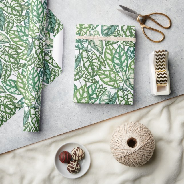 Green Tropical Leaves Pattern  Wrapping Paper (Crafts)
