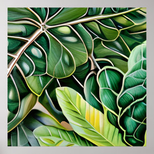 Green Tropical Leaves  Poster