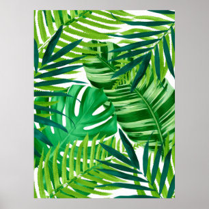 Green Tropical Leaves  Poster