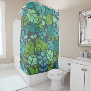 Green Tropical Leaves  Shower Curtain
