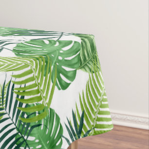 Green tropical leaves tablecloth