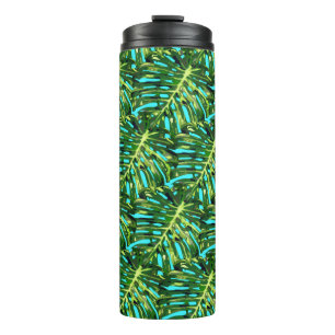 Green Tropical Leaves Thermal Tumbler