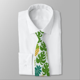 Green Tropical Leaves Tie