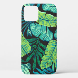 Green tropical leaves: vintage pattern. iPhone 12 case