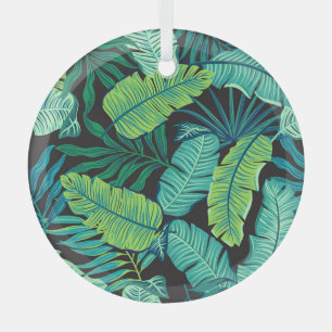Green tropical leaves: vintage pattern. glass tree decoration