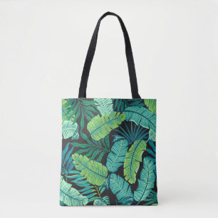 Green tropical leaves: vintage pattern. tote bag