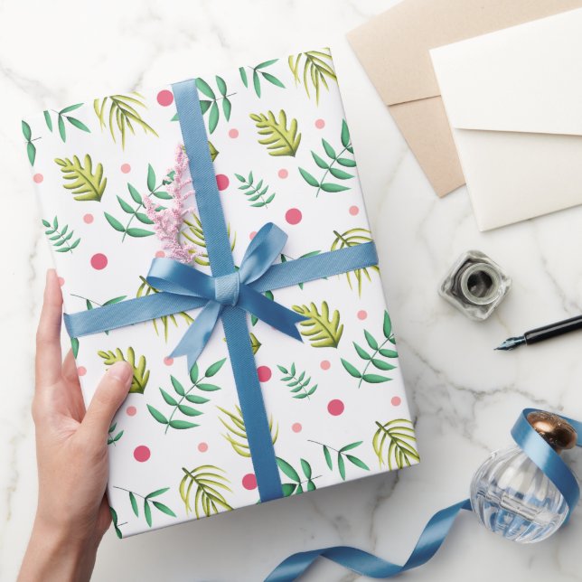 Green Tropical Leaves Wrapping Paper (Gifting)