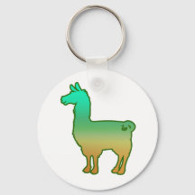 Green Tropical Llama Keychain