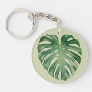 Green Tropical Monstera Leaf  Key Ring