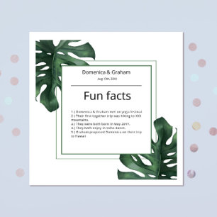 Green Tropical Monstera leaf Wedding Fun Facts Napkin