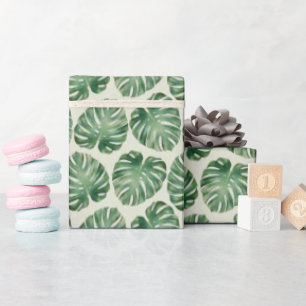Green Tropical Monstera Leaves Pattern Wrapping Paper