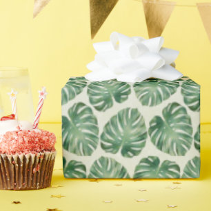 Green Tropical Monstera Leaves Pattern Wrapping Paper