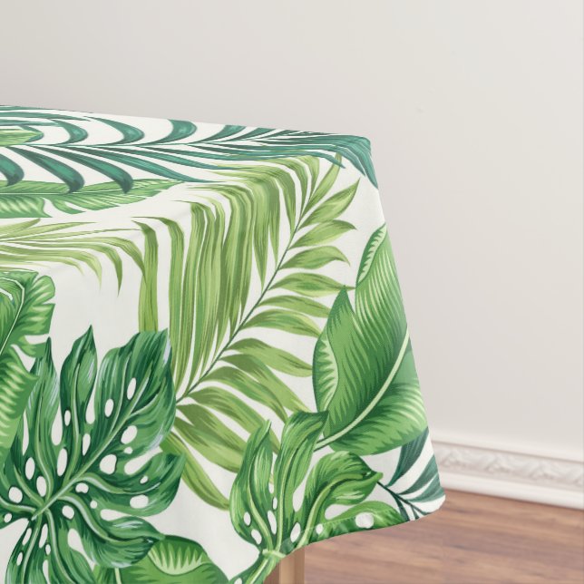 Green Tropical Palm Banana Monstera Leaves Tablecloth (In Situ)