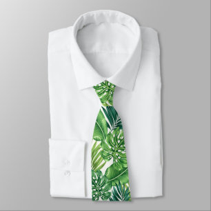 Green Tropical Palm Banana Monstera Leaves Tie