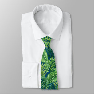 Green Tropical Palm Banana Monstera Leaves Tie