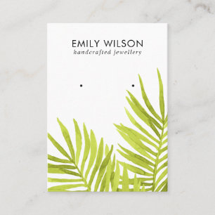GREEN TROPICAL PALM FAUNA EARRING STUD DISPLAY BUS BUSINESS CARD