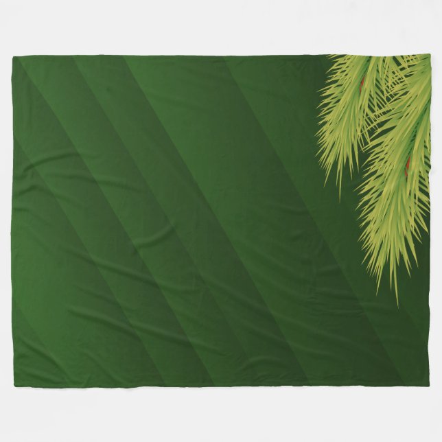 Green Tropical Palm Leaf Nature Design Fleece Blanket (Front (Horizontal))