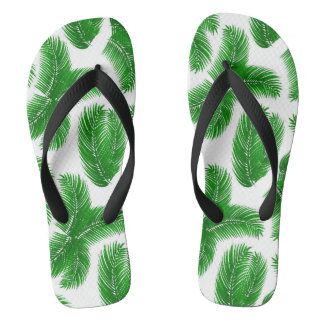 Green Tropical Palm Leaf Pattern Thongs