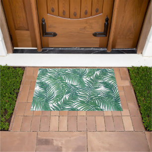 Green Tropical Palm Leaves Doormat